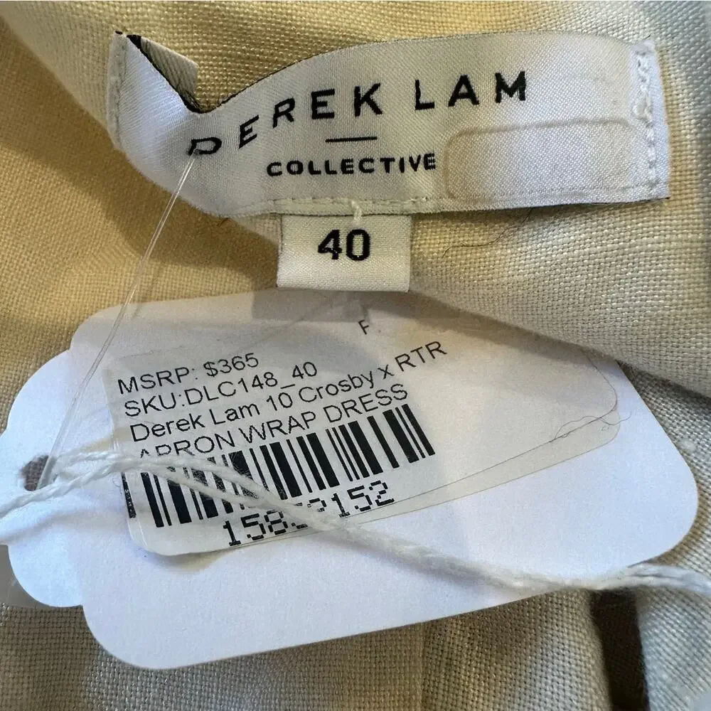 Derek Lam Beige Apron Wrap Mini Dress SIZE 4 Linen Designer Work Safari $365 - Picture 16 of 16